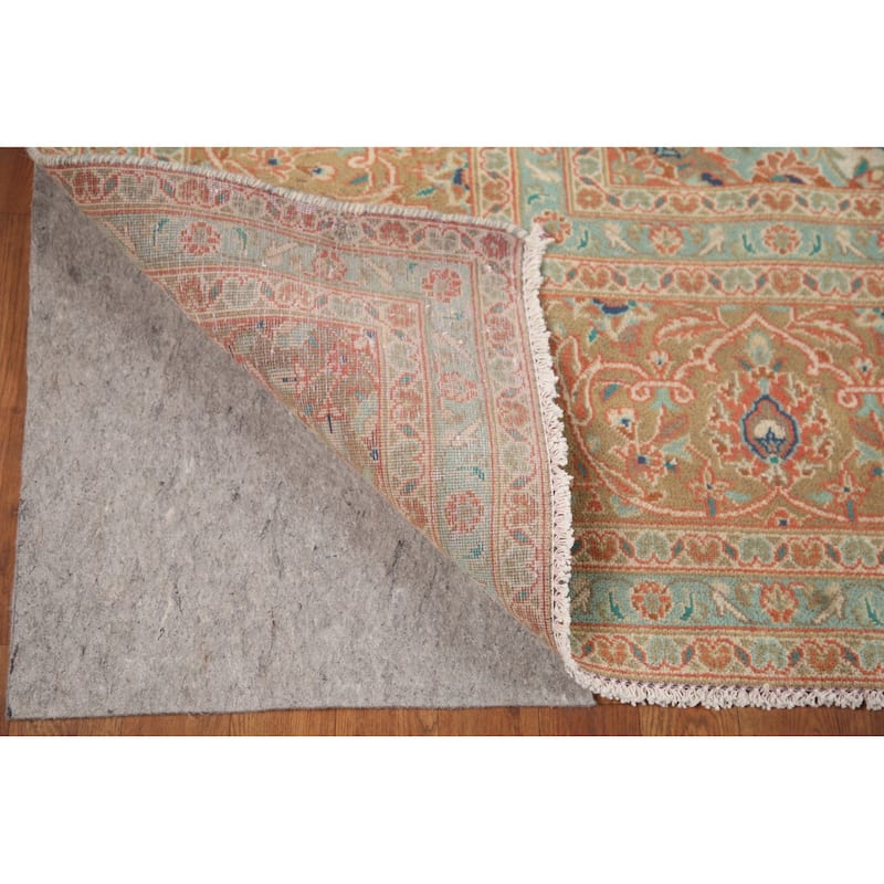 Hand Knotted Oriental 100% Wool Carpet Traditional Floral Oranges & Rust Mashad Area Rug - 13' 3'' X 9' 4''