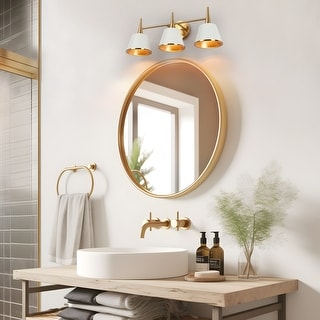 Nisa Modern 3-Light Bathroom Vanity Light White Gold Metal Wall Sconce - L 22.5"* W 7.9"* H 9"
