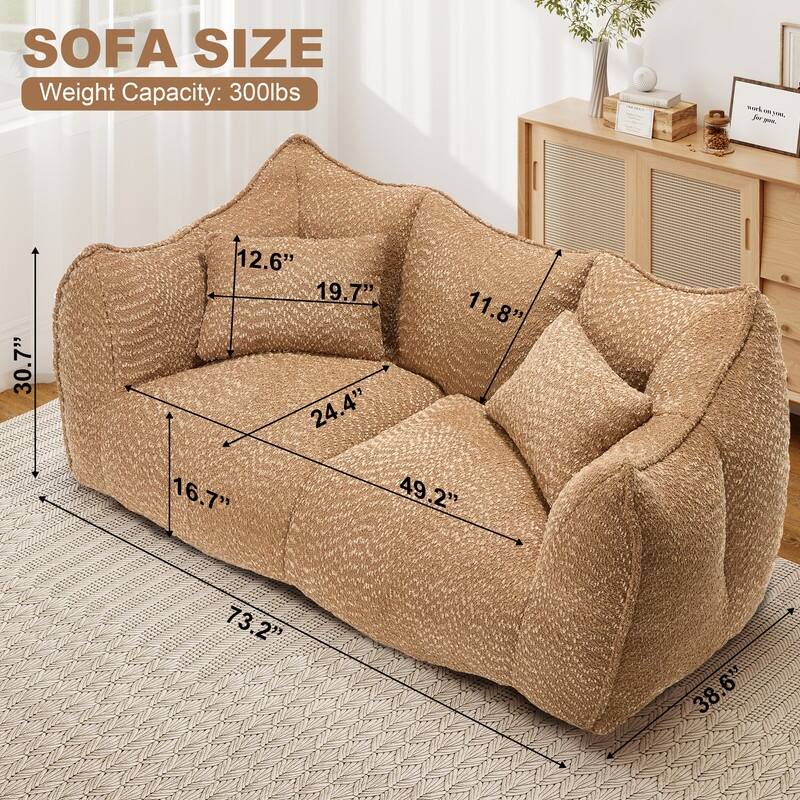 Rossetta Soft Comfortable Square Beanbag Chair with Armrests