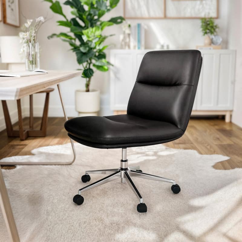 Commercial Mid-Back Padded Upholstered Swivel Office Chair - 25.5"W x 24.75"D x 29.75" - 32.5"H