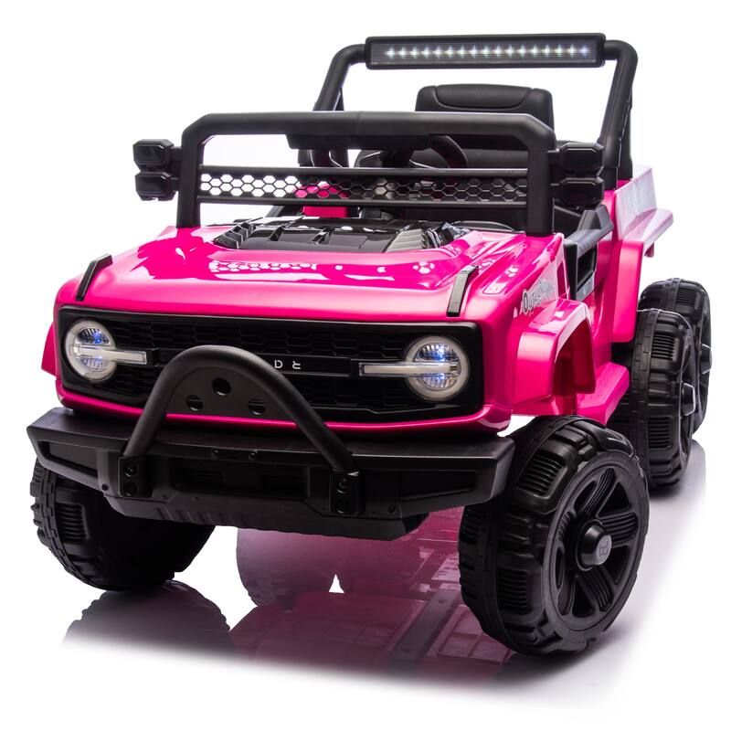 12V Kids Ride On 6-Wheel Electric Truck Car with Parents Control, 4 Motors, LED Lights, Music & Bluetooth, USB, MP3