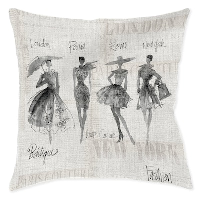Laural Home Fashion Sketchbook Black 17" x 18" Woven Decorative Pillow