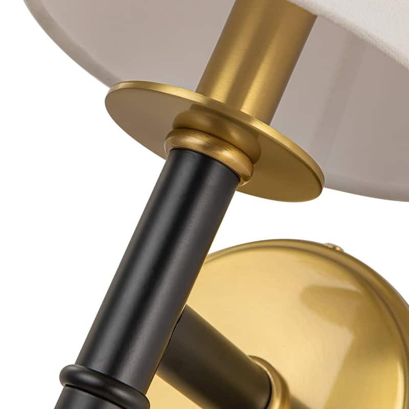 1-Light Aged Brass Fabric Tapered Shade Wall Sconce - Aged Brass