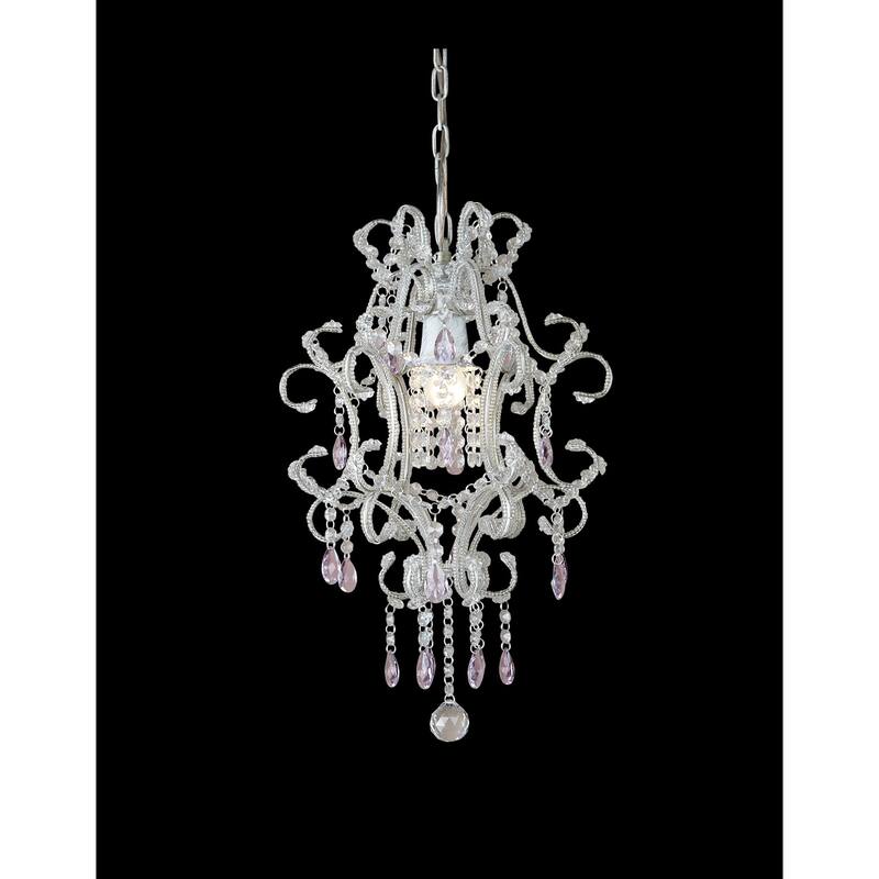 1-Light Chrome Chandelier With Clear Crystals