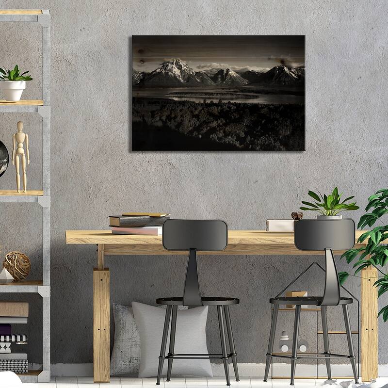 Mt. Moran and Jackson Lake from Signal Hill Print On Wood by Ansel Adams - Multi-Color