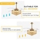 preview thumbnail 4 of 26, 48 in. Indoor Modern Ceiling Fan with Light Gold Retractable Crystal Chandelier Fan with Remote for Kitchen Living Room