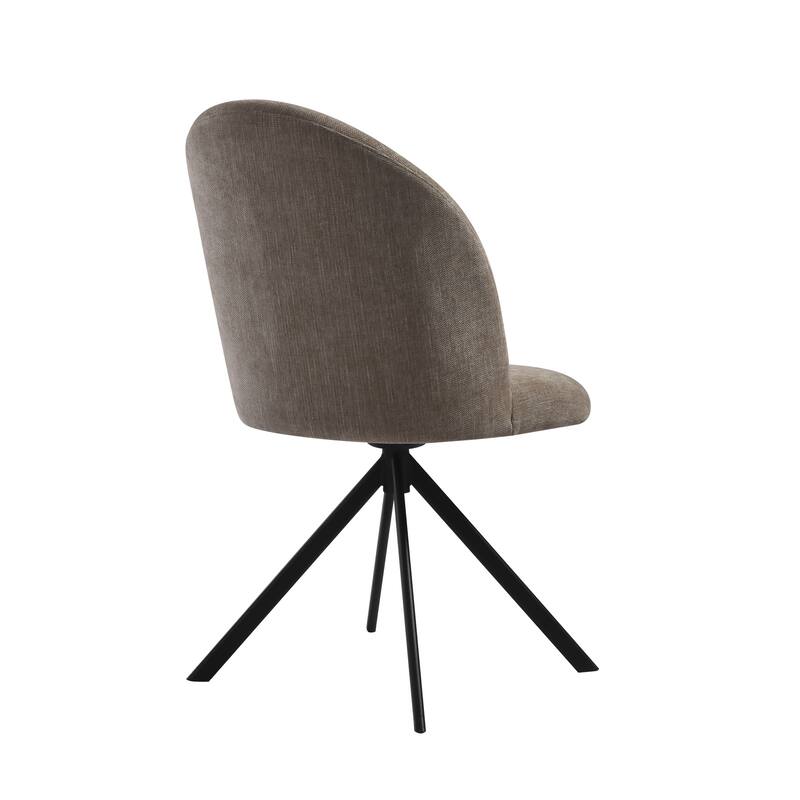 Honey Contemporary 7-Piece Dining Set with Dark Wood and Black Sintered Stone Table Top, and Upholstered Armchairs