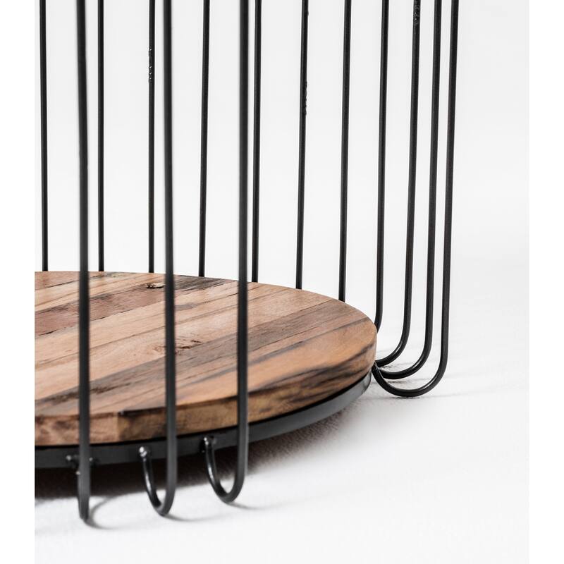 HomeRoots 24" Modern Black and Rustic Brown Round End Table