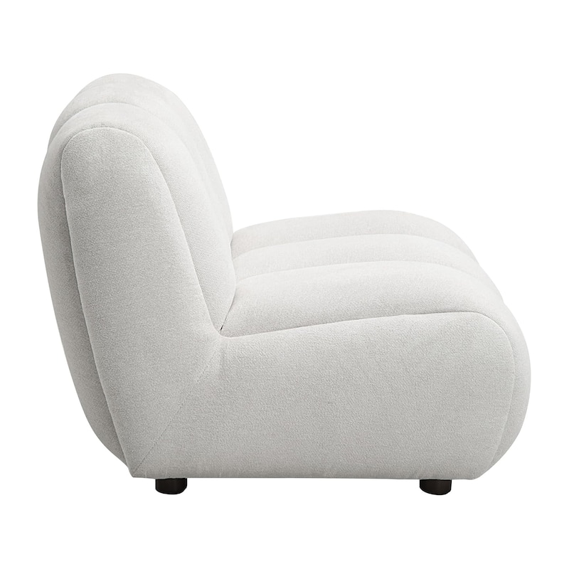 Linen and Wood Accent Chair with Armless in Ivory White