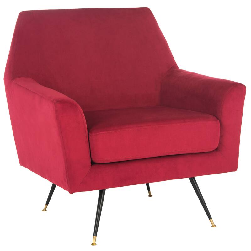 SAFAVIEH Trina Mid-Century Modern Velvet Maroon Red Club Chair - 32" W x 31" D x 36" H - 32Wx31Dx36H