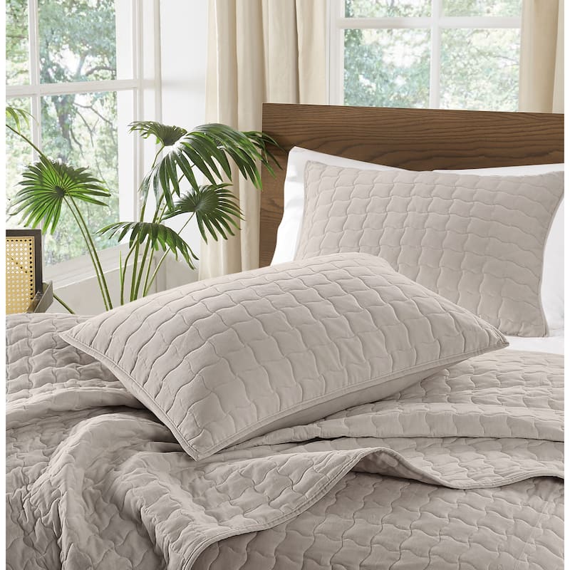 Brooklyn Loom Matte Cotton Velvet Wavy Square Quilt Set
