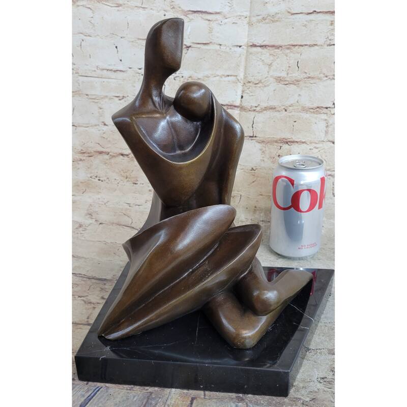 Abstract Modern Art Couple Embracing Romantic Lovers Anniversary Bronze Metal Sculpture