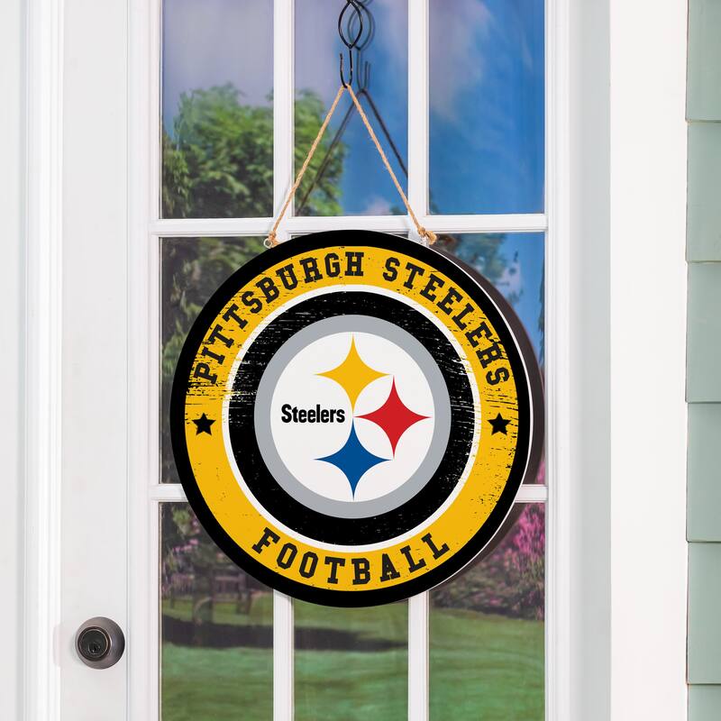 Pittsburgh Steelers Wooden Door Decor Wall Sign - Multi-Color