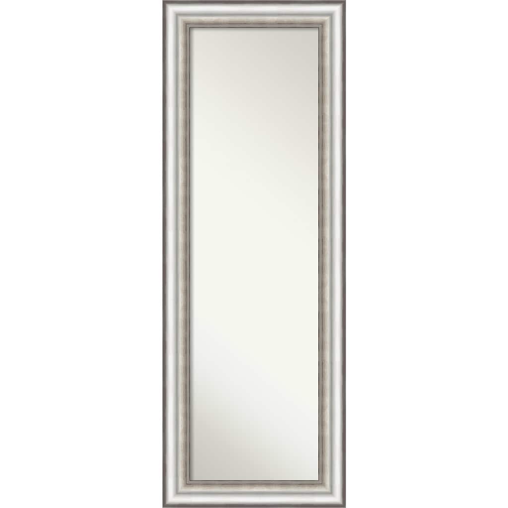 Non-Beveled Full Length On The Door Mirror - Salon Frame - Salon Silver - Outer Size: 19 x 53 in
