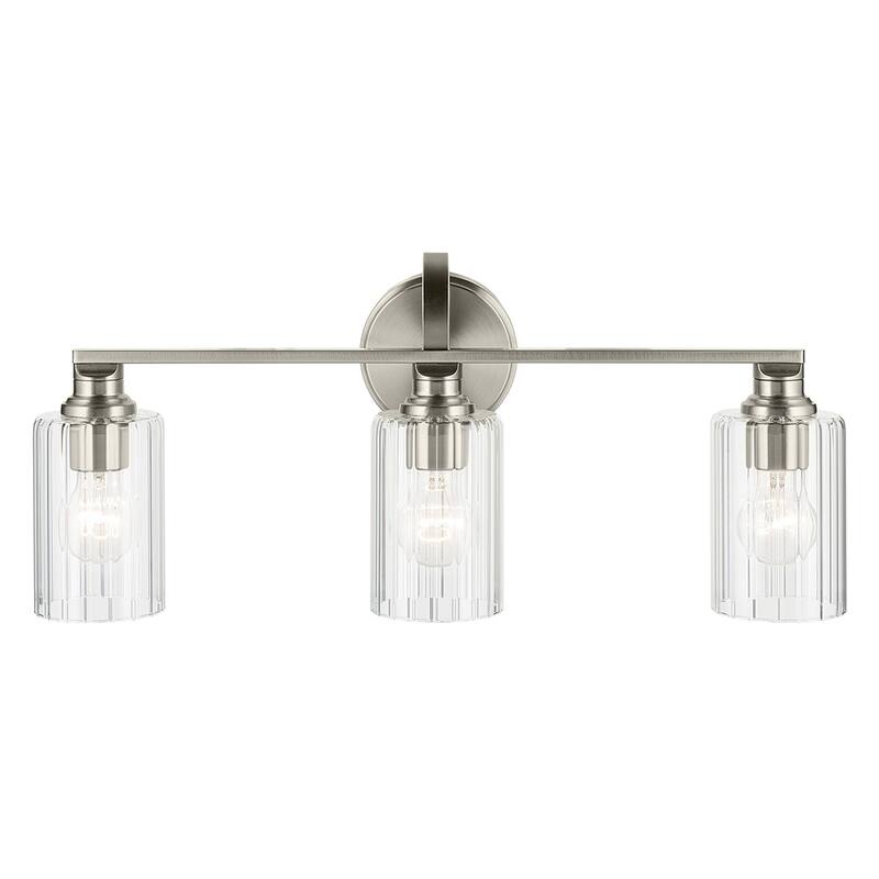 Kichler Lighting Gioe 24.25" 3-Light Vanity Light with Clear Fluted Glass in Brushed Nickel