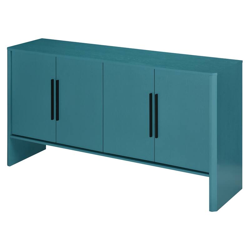 4-Door Retro Sideboard with Adjustable Shelves, Large Storage Cabinet, Antique Blue