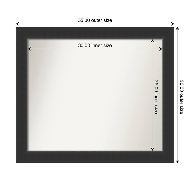 Corvino Black Framed Non-Beveled Custom Wall Mirror, Bathroom Vanity Mirror - Outer Size: 35 x 30