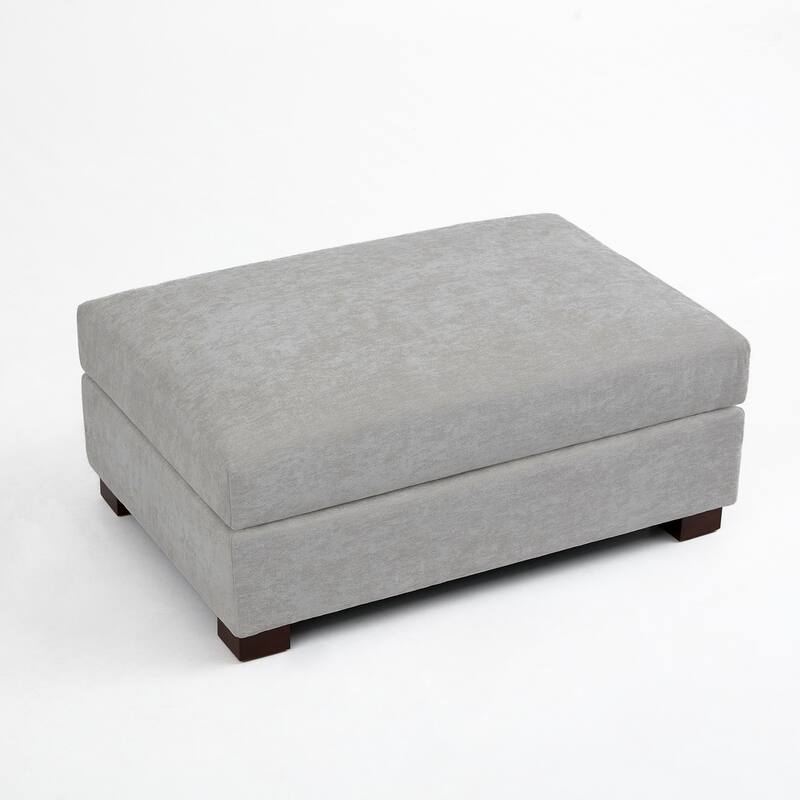 Oversized Chenille Modular Ottoman With Cushioned Top