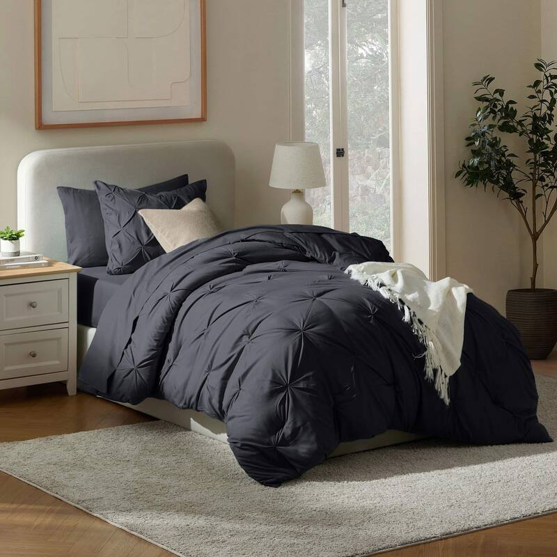 Nestl Pinch Pleate Comforter Set Bed in a Bag with Cooling Pillow