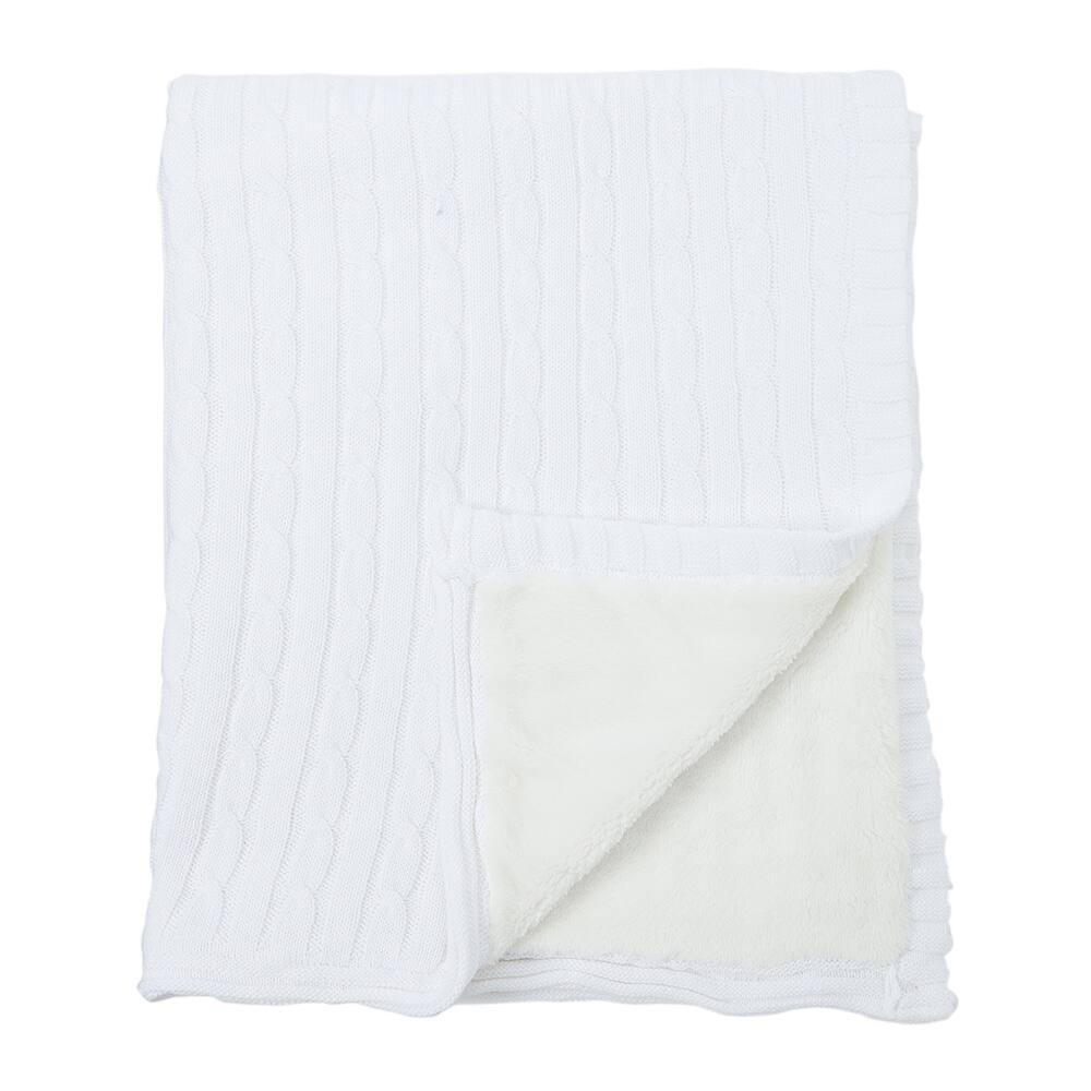 Cable Knit Sherpa Baby Blanket, Ivory Bed Bath & Beyond 33737181