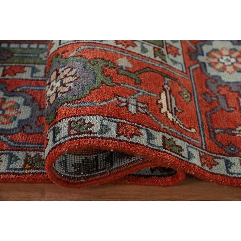 Animals Design Heriz Serapi Indian Area Rug Handmade Wool Carpet - 7'11" x 9'11"