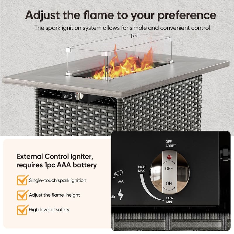 Pocassy Fire Pit Table with Outdoor Sofa Chair Ottoman Set