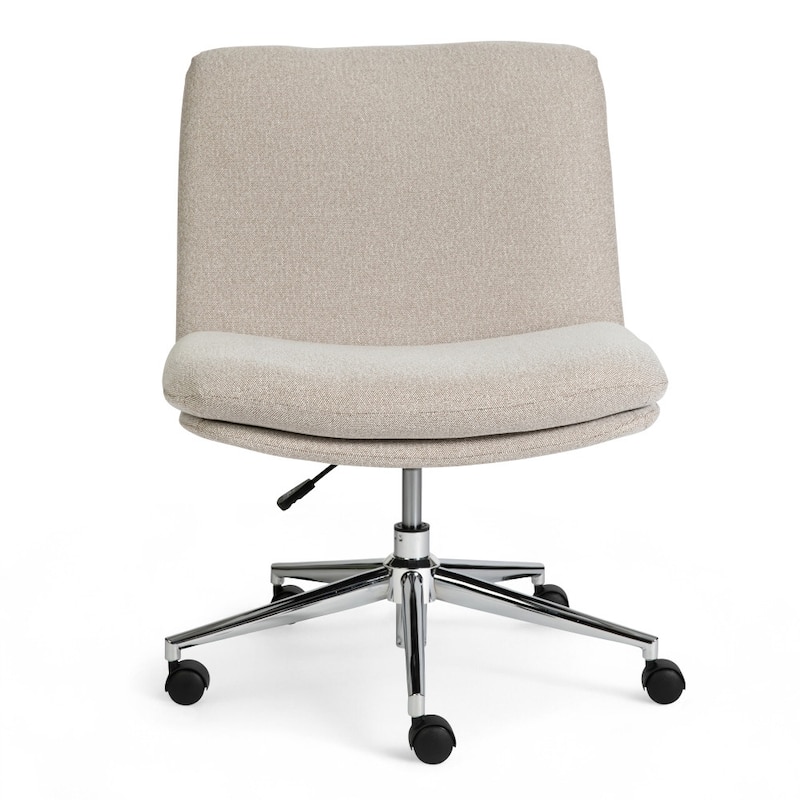 Martha Stewart Upholstered Swivel Home Office Chair with Wide Seat