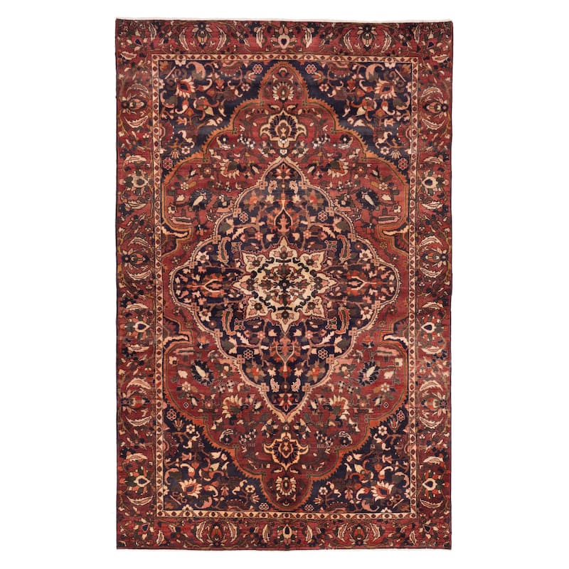 ECARPETGALLERY Hand-knotted Kayseri Vintage Dark Red Wool Rug - 6'3 x 9'9