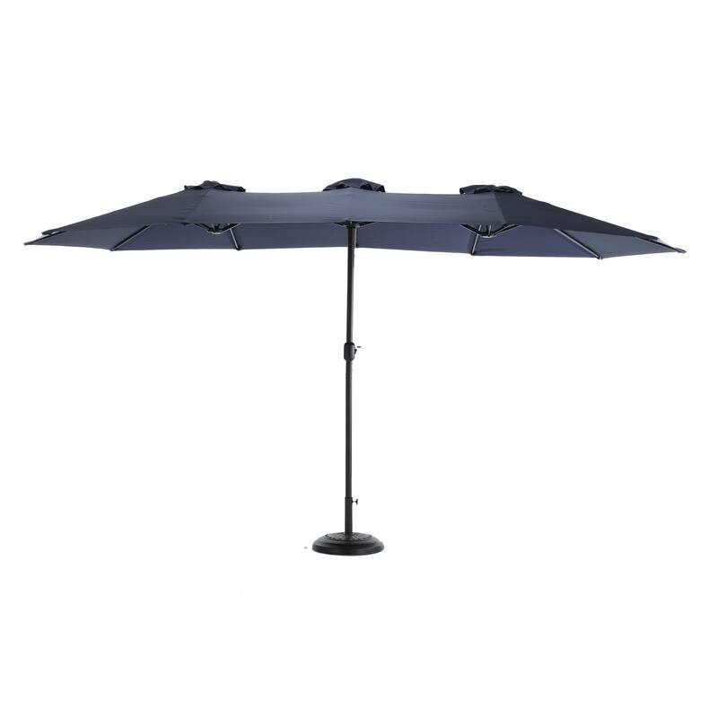 14.8 Ft Double Sided Outdoor Umbrella Rectangular Large with Crank ( Navy blue ) - Navy Blue