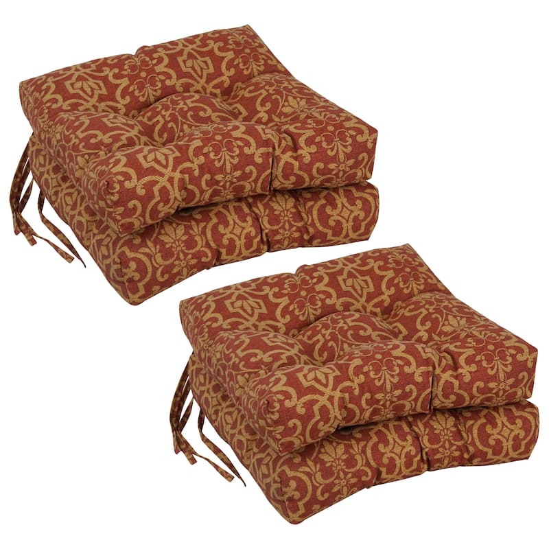 16-inch Square Tufted Indoor/Outdoor Chair Cushions (Set of 4) - 16" - Vanya Paprika