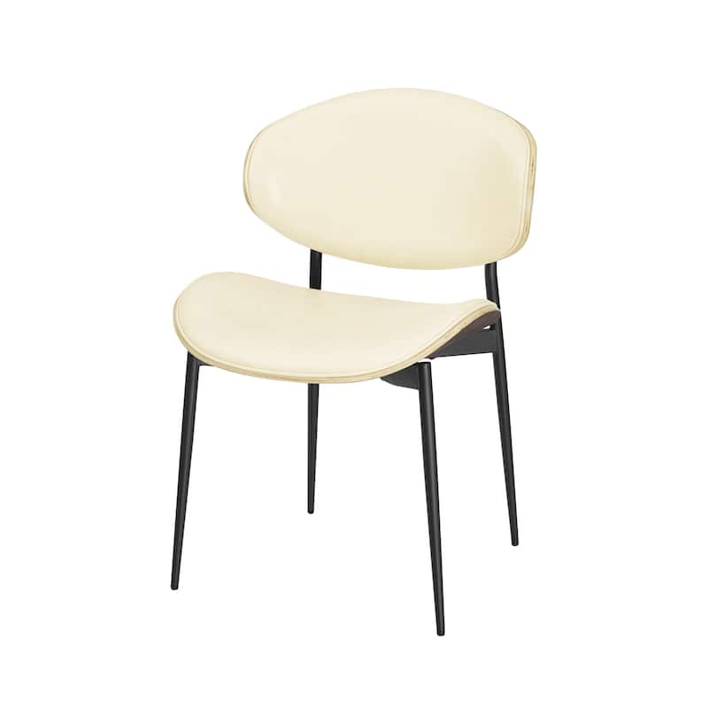 HomeRoots Set of Two Green and Black Upholstered Faux Leather Curved Back Dining Side Chairs