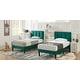 preview thumbnail 28 of 70, Kids Bed Frame, Height Adjustable Upholstered Bed, Twin Size Bed Set of 2 Green