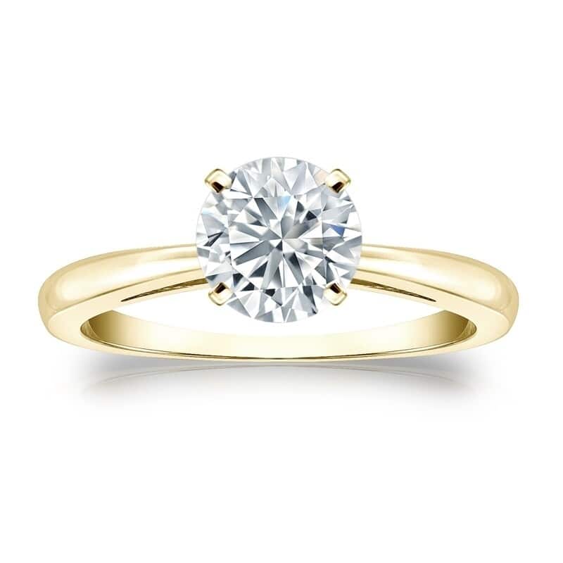 Auriya 14k Gold GIA Certified 0.75 carat TW Round Solitaire Diamond Engagement Ring - 4 - Yellow