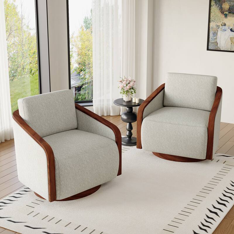 Modern Upholstered Swivel Accent Chair Set of 2