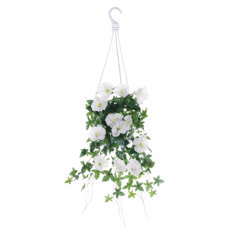 Morning Glory Artificial Floral Hanging Bush Spray- 20" - Cream