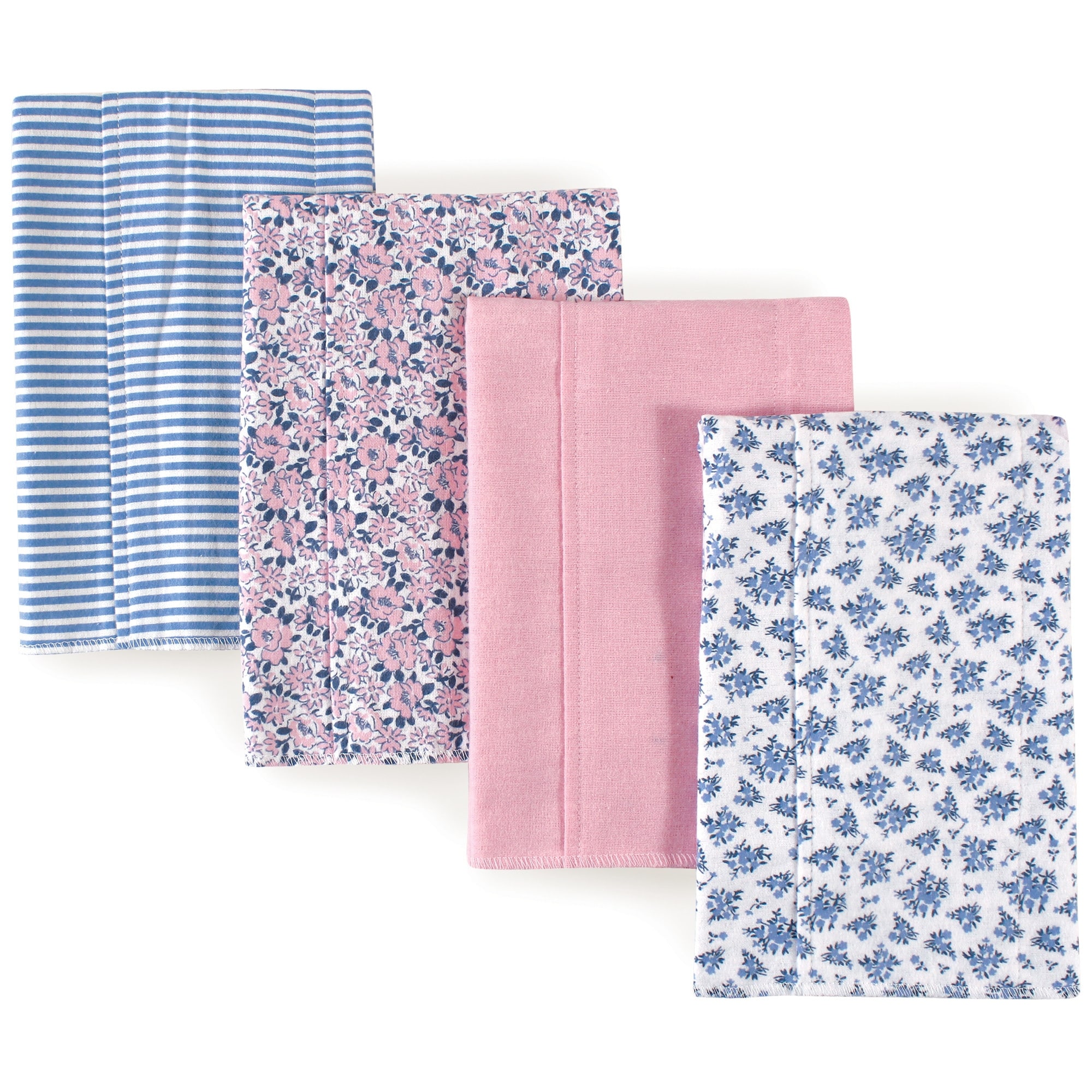 Hudson Baby Infant Girl Cotton Flannel Burp Cloths 4pk Set, Classic Floral, One Size - Classic Floral - One Size