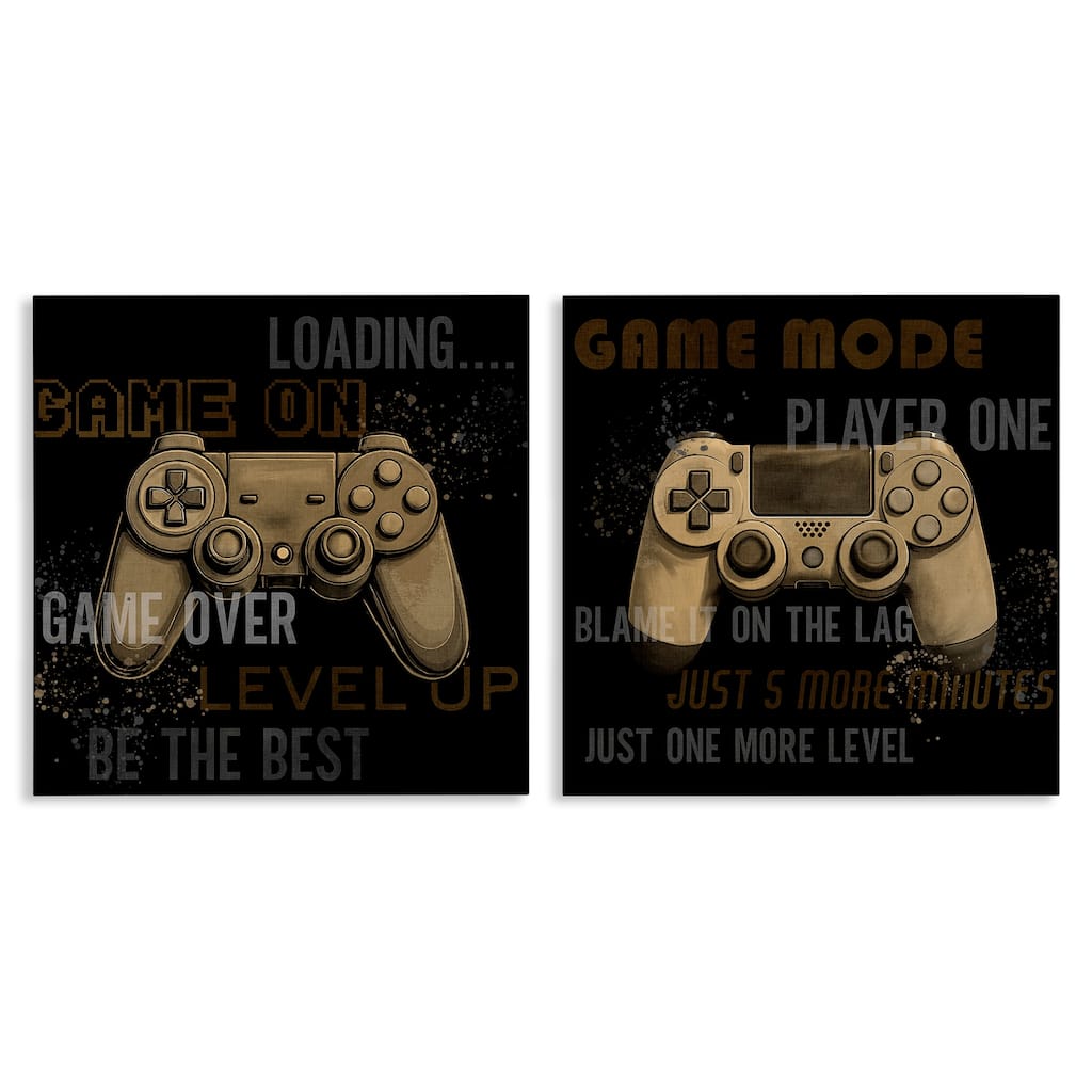 Stupell Vintage Game Controls & Phrases Canvas Wall Art Design By Kim Allen (Set of 2)