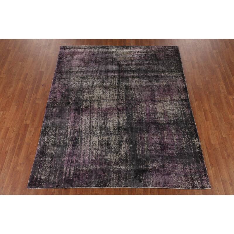 Colorful Abstract Area Rug Hand-Knotted Wool Carpet - 6'1" X 8'1"