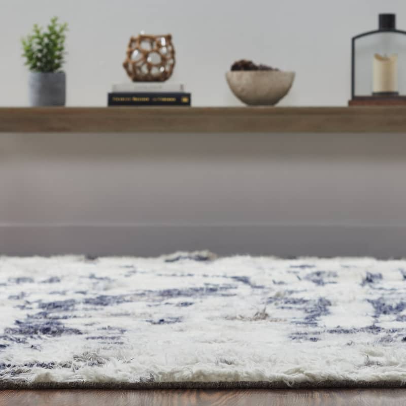 Abstract Shag Grey/Ivory Area Rug