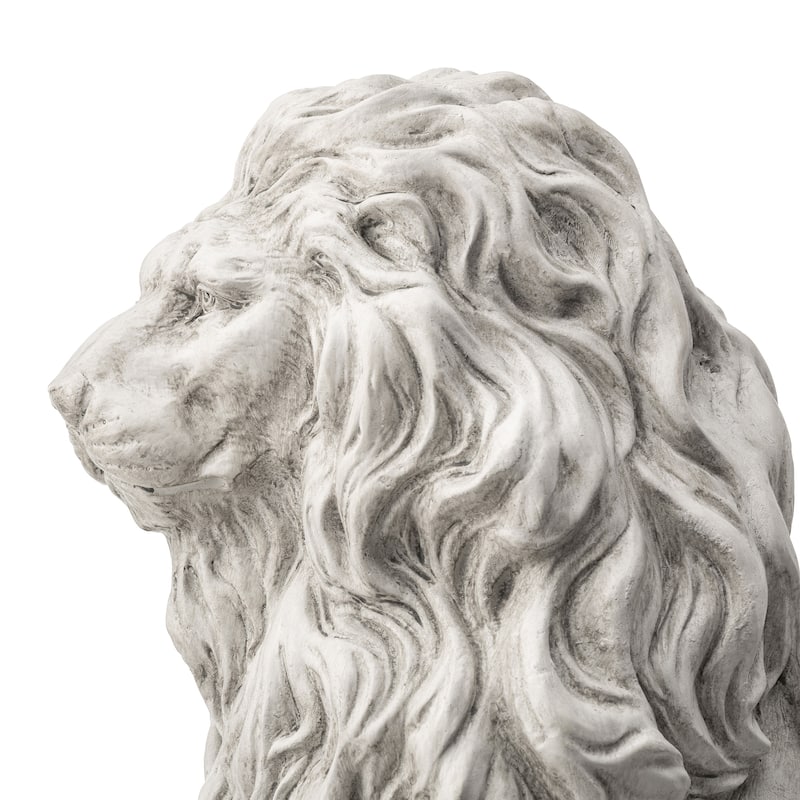 Glitzhome 20.75"H MGO White Guardian Sitting Lion Statue Porch Sculpture Indoor Outdoor
