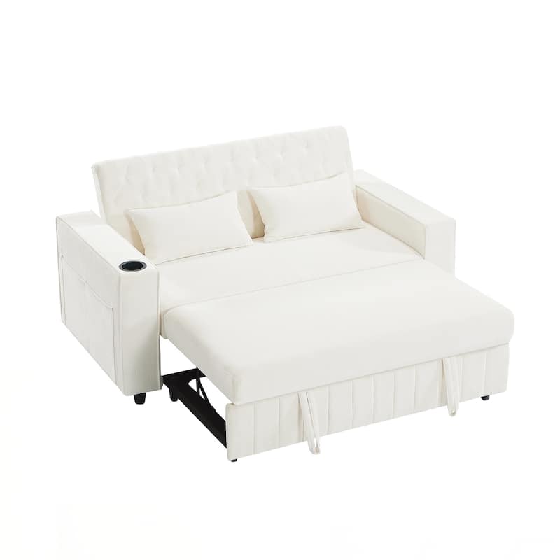 Pull-out Sofa Bed Convertible Couch Loveseat Sofa Modern Sleeper Sofa with Adjustable Backrest for Living Room