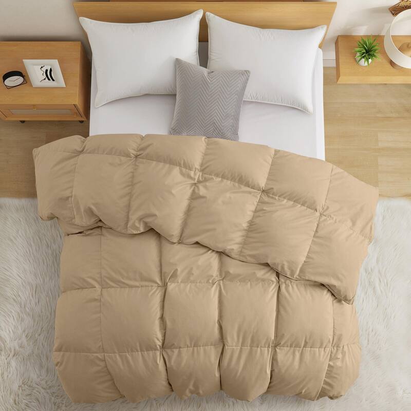 All Season Medium to Extra Warmth White Feather Down Comforter Duvet Insert - Queen - Ginger Root Gusset-Extra Warmth