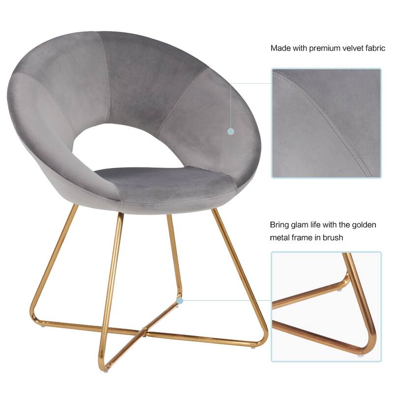 Modern Velvet Upholstered Accent Chair Vanity Leisure Chair