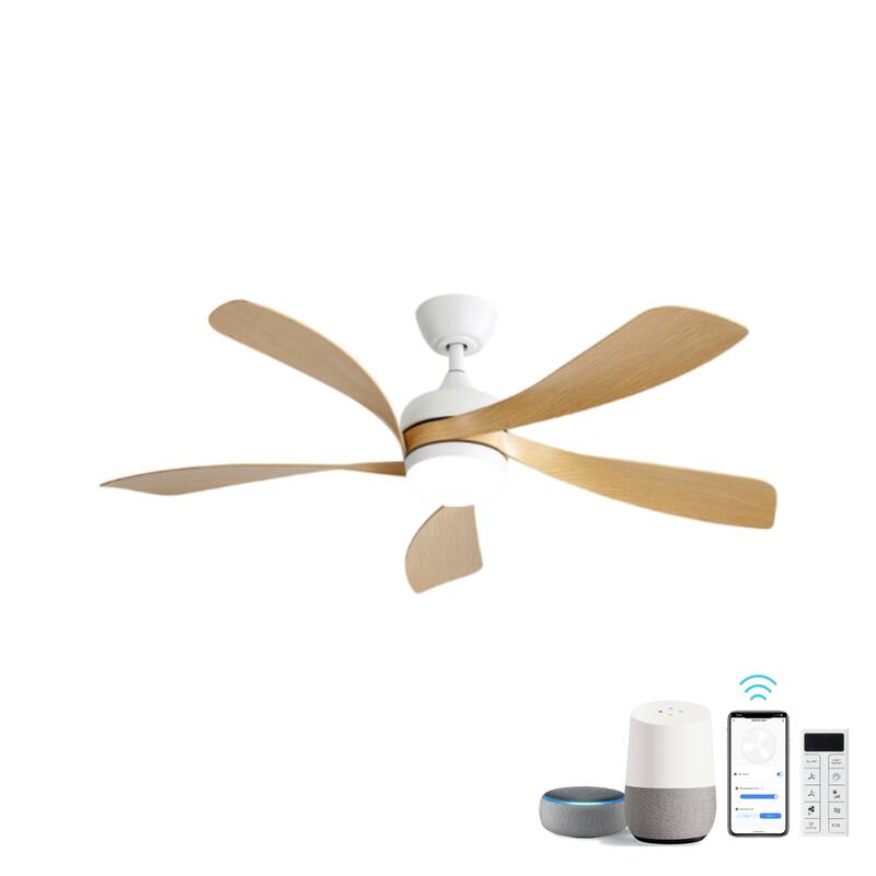 45 Inch Matte Smart Ceiling Fan with DC Motor Alexa APP Control Quiet Reversible Operation Dimmable Lighting and Timer - Matte White