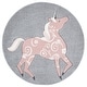 preview thumbnail 68 of 68, SAFAVIEH, Carousel Kids Mareke Unicorn Rug 5'3" Round - Grey/Pink