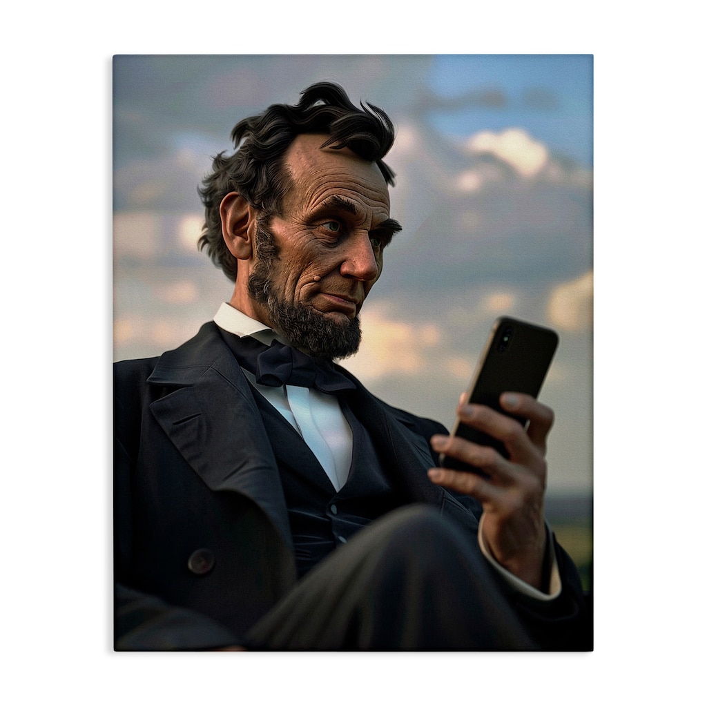 Stupell Abe Lincoln with Cellphone Canvas Wall Art Design By Michael McKinney