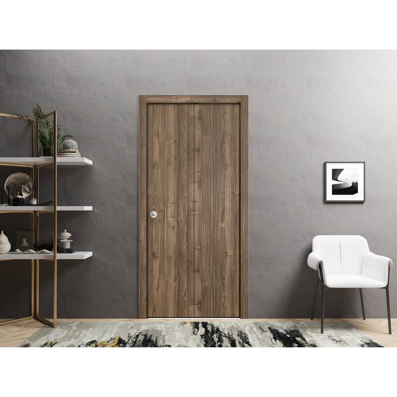 Sliding Closet Bi-fold Doors 36 x 80 inches | Planum 0010 Walnut | Sturdy Tracks Moldings Trims Hardware Set