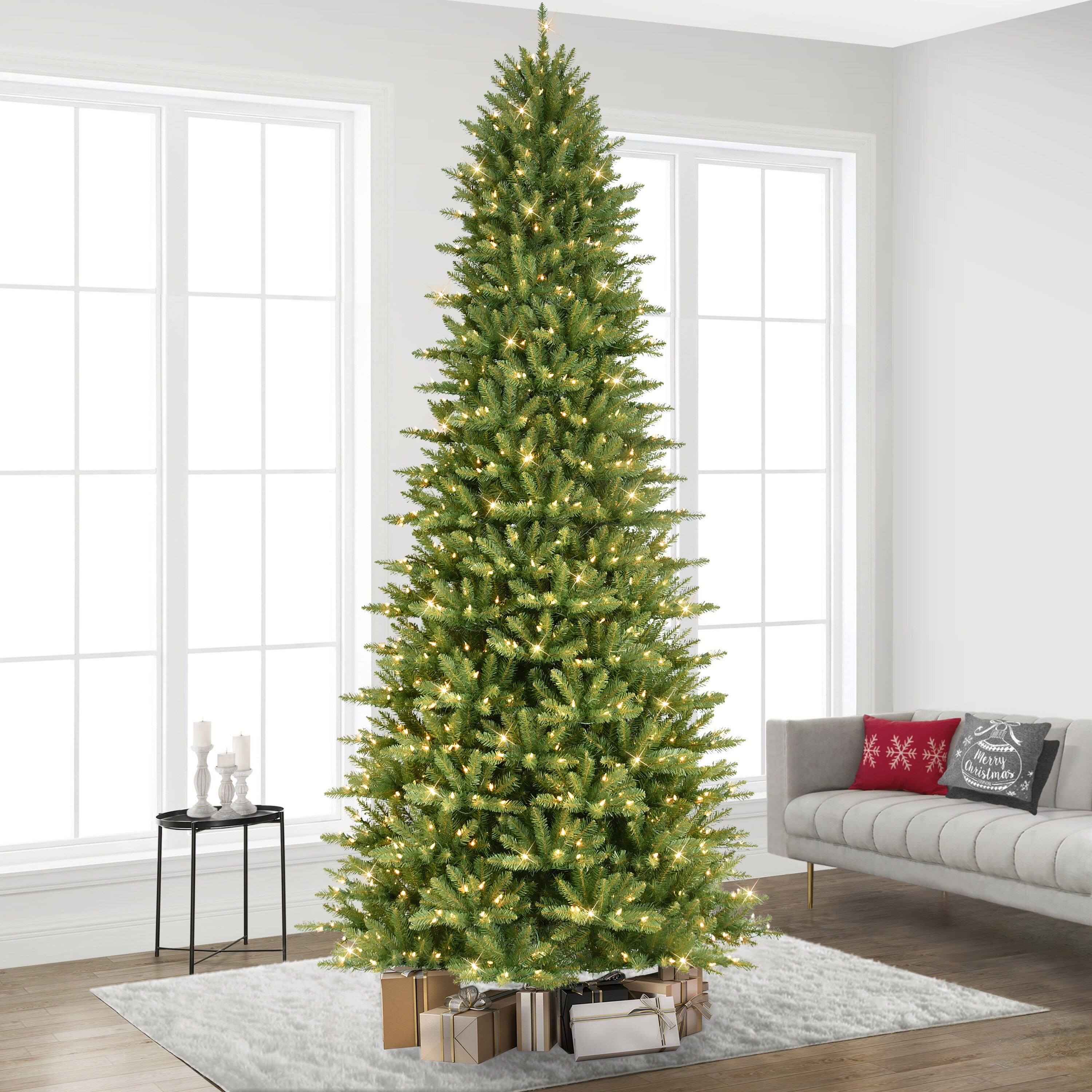 International 12 Pre Lit Slim Fraser Fir Artificial Christmas Tree 1200 UL Listed Clear Lights