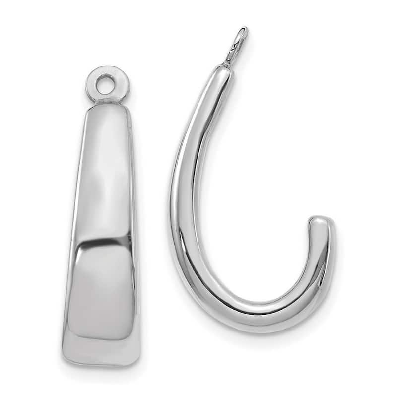 Curata 14k White Gold Polished J Hoop Earrings Jackets - 22x6mm