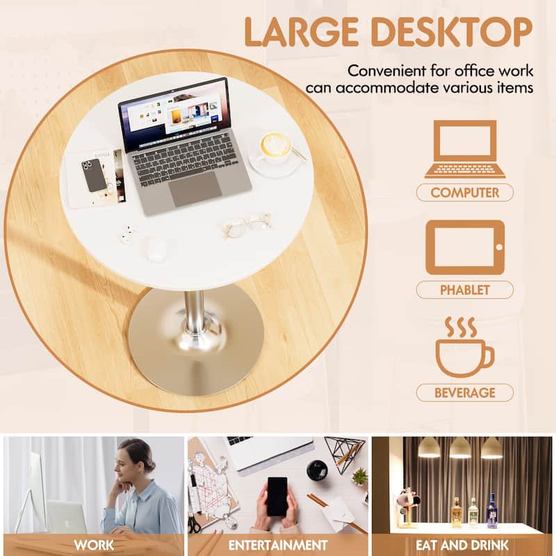 Homall Bistro Pub Table Round Bar Height Cocktail Table Metal Base MDF Top Obsidian Table with Black Leg 23.8inch Top - N/A